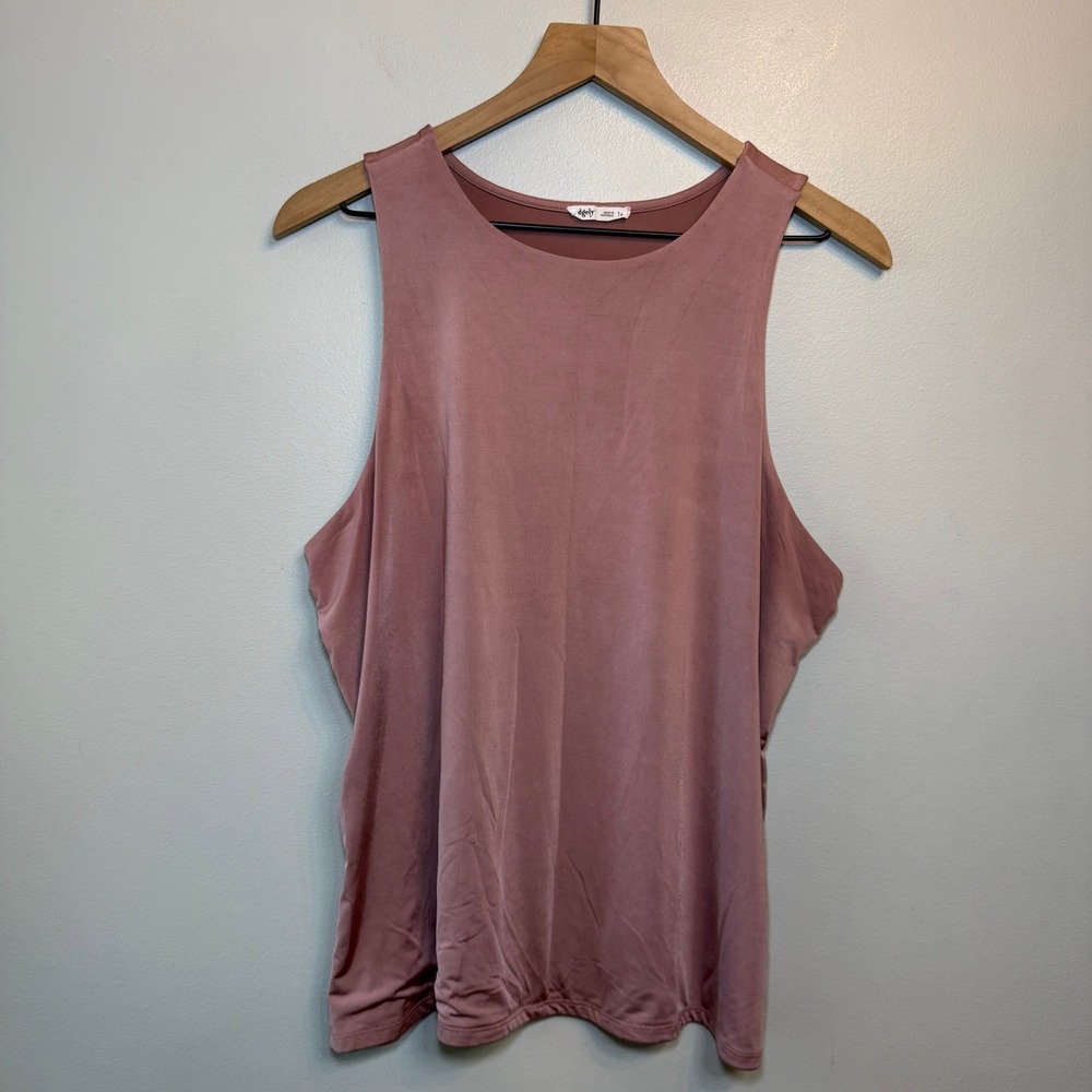 Edgely Women's Mauve Pink Sleeveless Crew Neck Stretch Tank Top Plus Size 1X